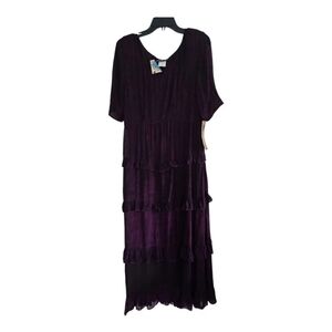 VTG Carole Little Sheer Maxi Dress Sz 8 Purple Ruffles Pad Dead Stock Y2k Tiered